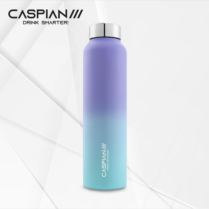 Caspian /// Astra Stainless Steel Water Bottle (Lilac Lagoon, 1 Litre, Set Of 6)| Leak Proof Thunder For Fridge Home Office Travel School Kids Boys Girls Adults Sports Gym Yoga