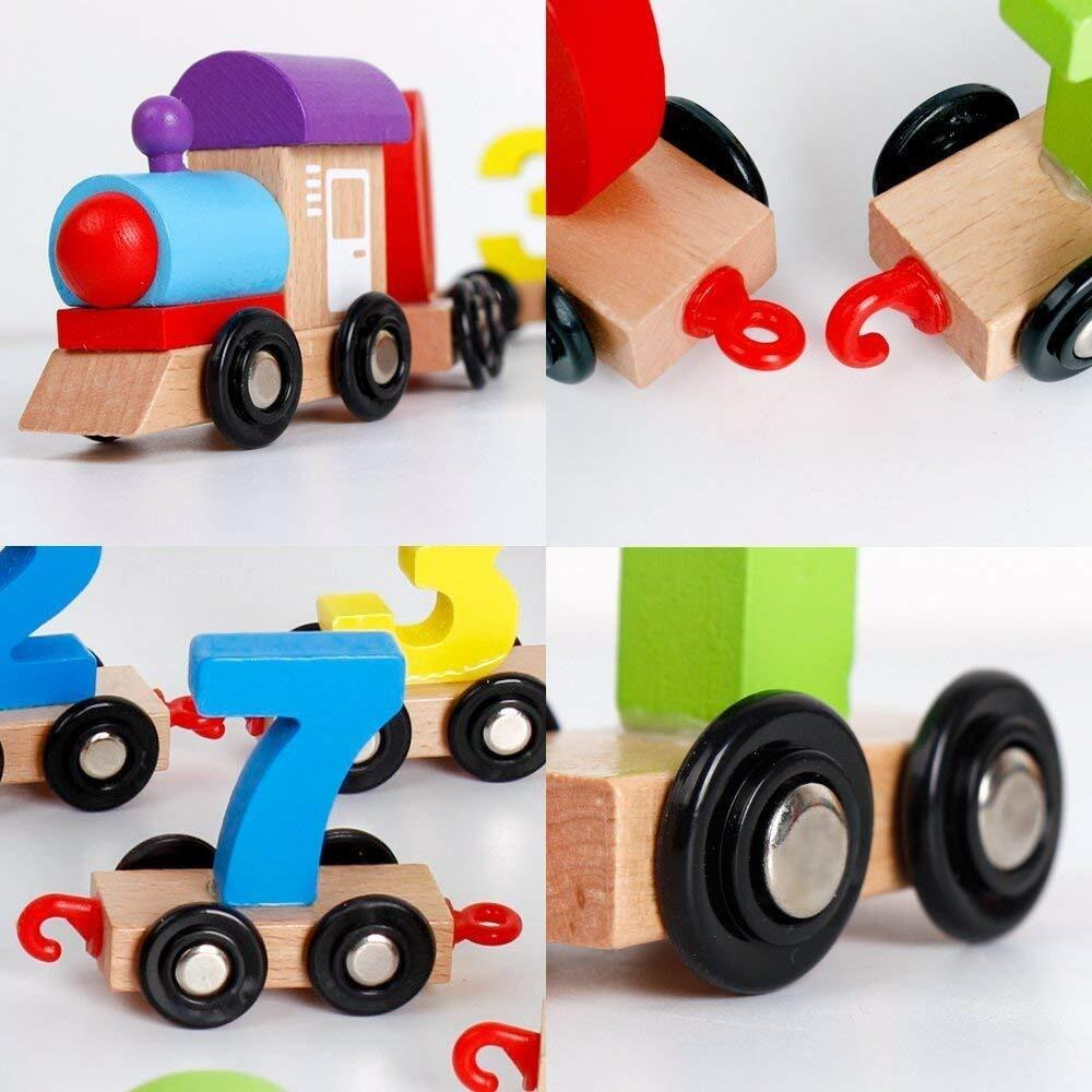 Toyshine Wooden Train Educational Model Vehicle Toys Vehicle Pattern 0 To 9 Number, Educational Learning Toys - Multi Color, For Kid