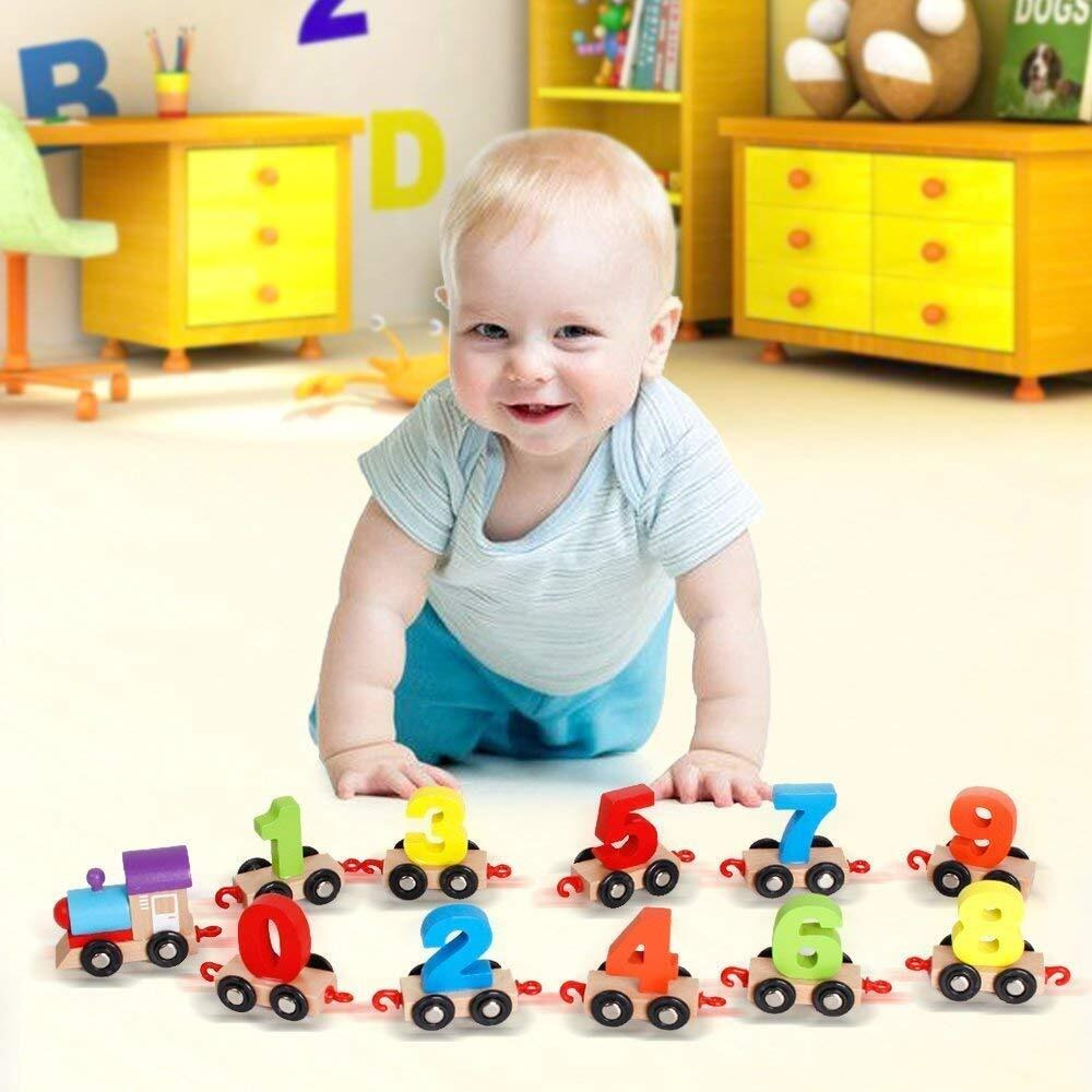 Toyshine Wooden Train Educational Model Vehicle Toys Vehicle Pattern 0 To 9 Number, Educational Learning Toys - Multi Color, For Kid