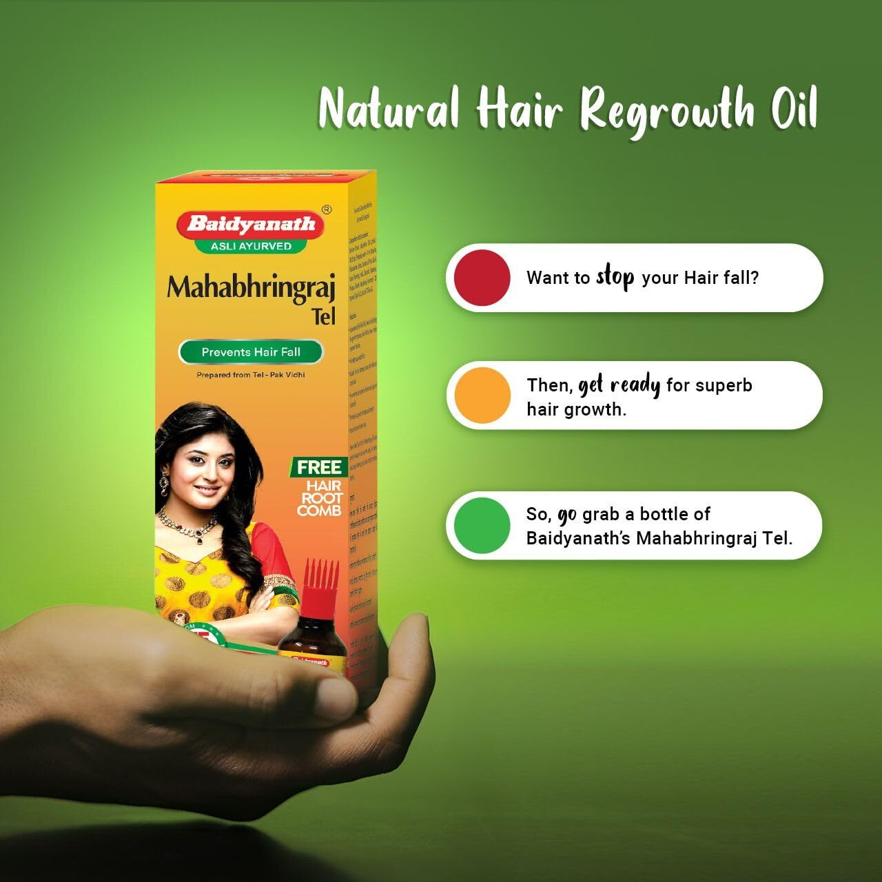 Baidyanath Mahabhringraj Tel | Ayurvedic Hair Oil | Hairfall Control | 200Ml