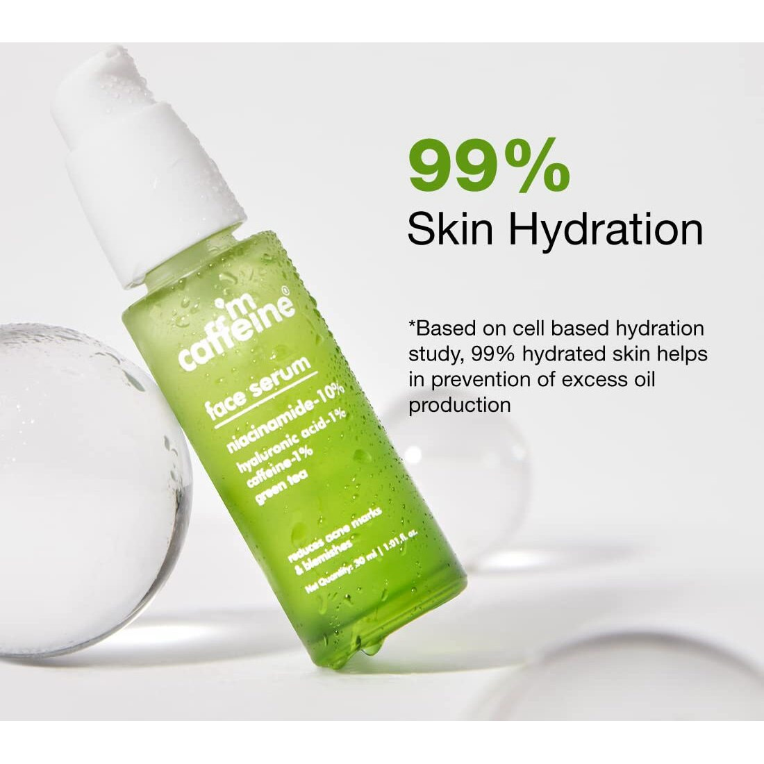 Mcaffeine 10% Niacinamide Face Serum For Acne Prone Skin & Oily Skin | With Goodness Of Hyaluronic Acid & Green Tea | For Men & Women | Ideal For Monsoon Season | 30Ml