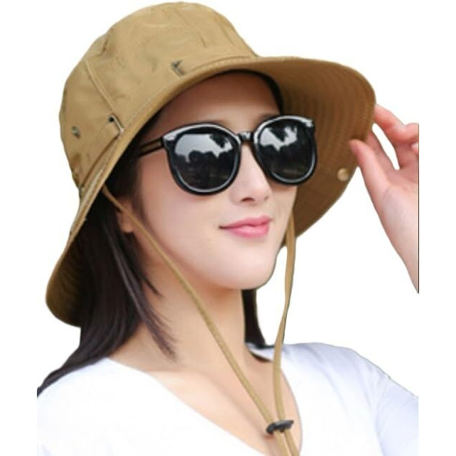 Alexvyan Round Sun Visor Hats For Women Uv & Sun Protection Wide Brim Summer Cap For Girls Breathable Casual Beach Hat, Safari Cap For Women Girl Men. Beige