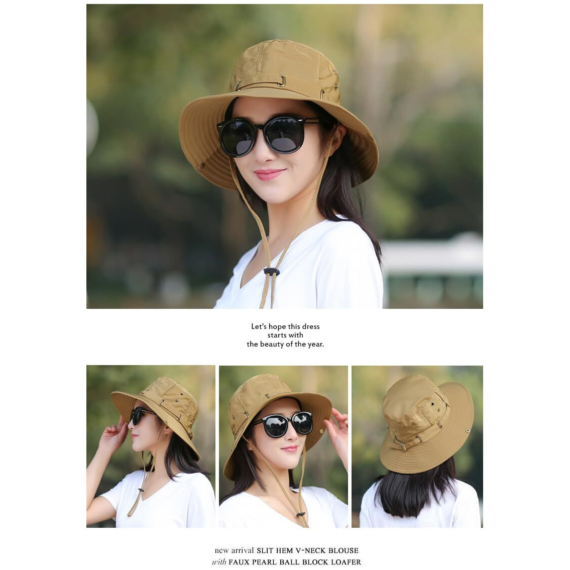 Alexvyan Round Sun Visor Hats For Women Uv & Sun Protection Wide Brim Summer Cap For Girls Breathable Casual Beach Hat, Safari Cap For Women Girl Men. Beige