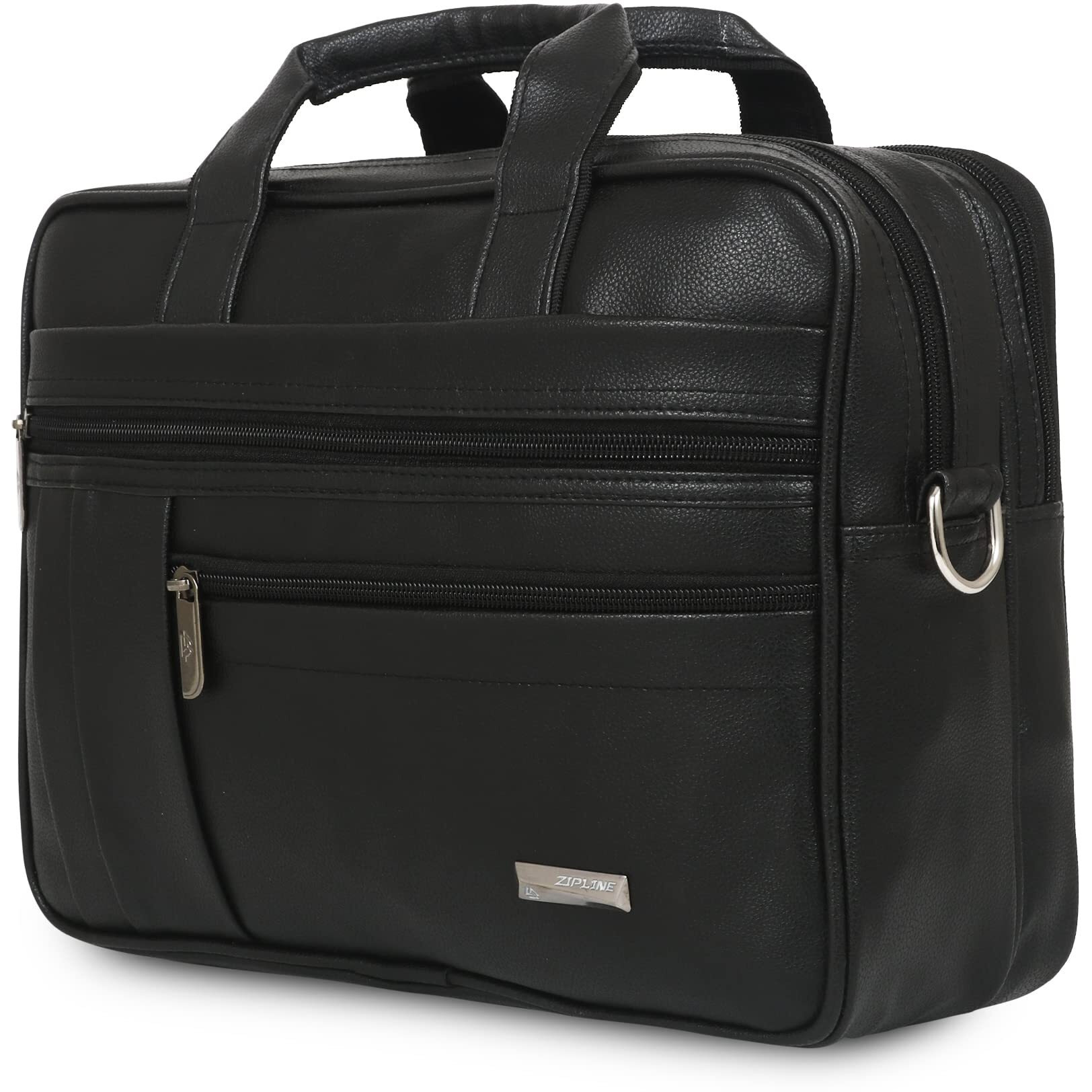 Zipline Office Faux Leather Laptop Bag For Men - Fits 14/15/15.6 Inch Laptop/Tablet Messenger Bags For Mens (1-Black Bag)