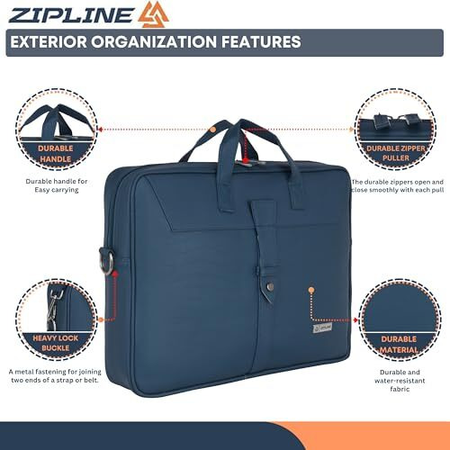 Zipline Office Faux Leather Laptop Bag For Men - Fits 14/15/15.6 Inch Tablet/Laptop Messenger Bags For Mens (1-Teel Blue Bag)