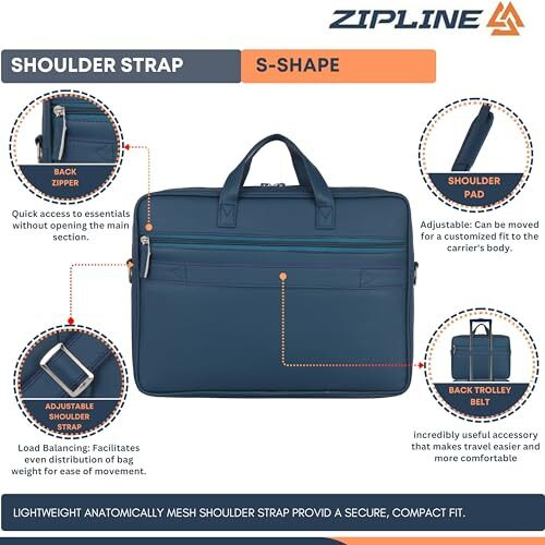 Zipline Office Faux Leather Laptop Bag For Men - Fits 14/15/15.6 Inch Tablet/Laptop Messenger Bags For Mens (1-Teel Blue Bag)