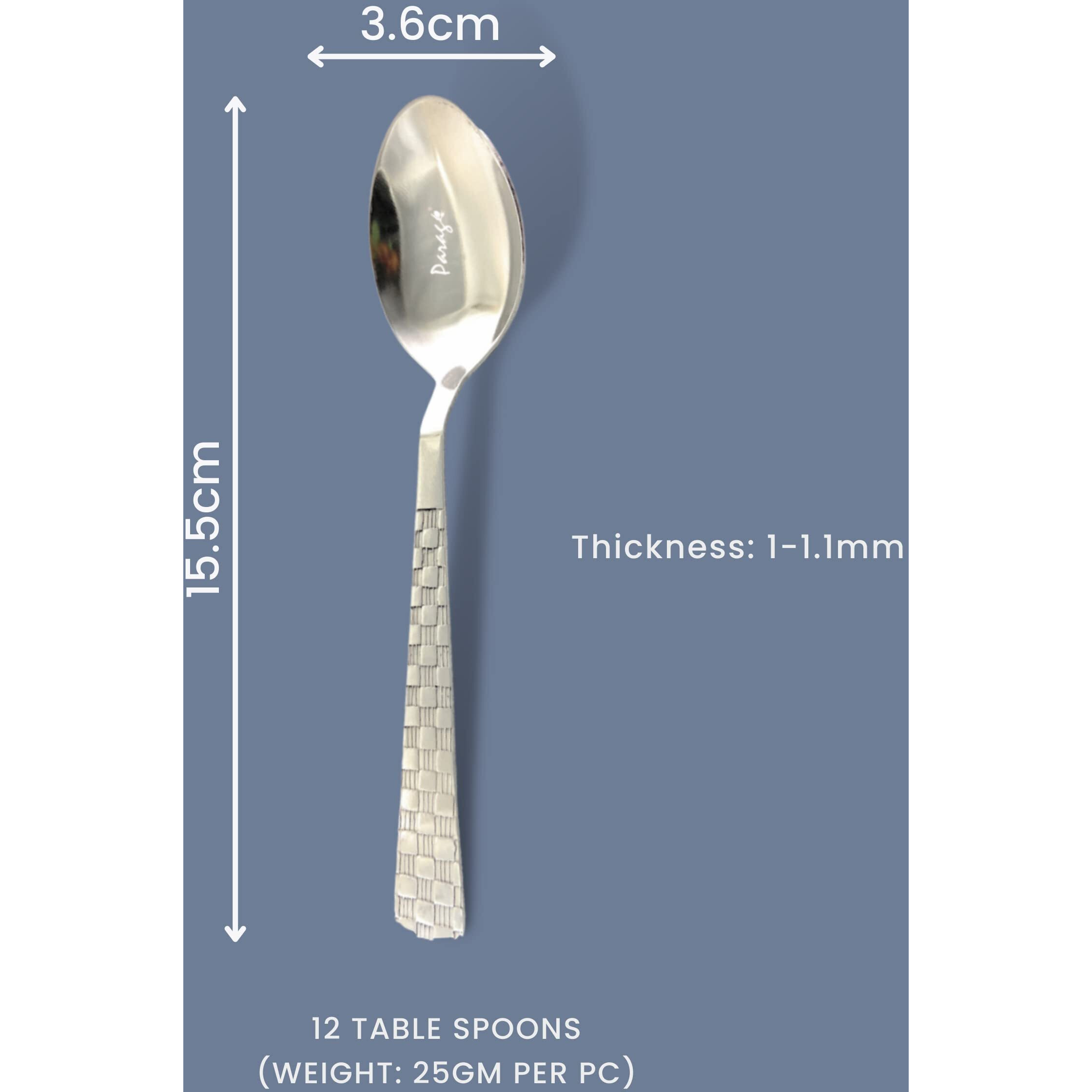 Parage 12 Pieces Stainless Steel Spoon Set For Home & Kitchen,15.5 Cm Long, Tea, Coffee, Sugar & Spices, Small Spoons, Dining Tableware, Silver (Dilare)