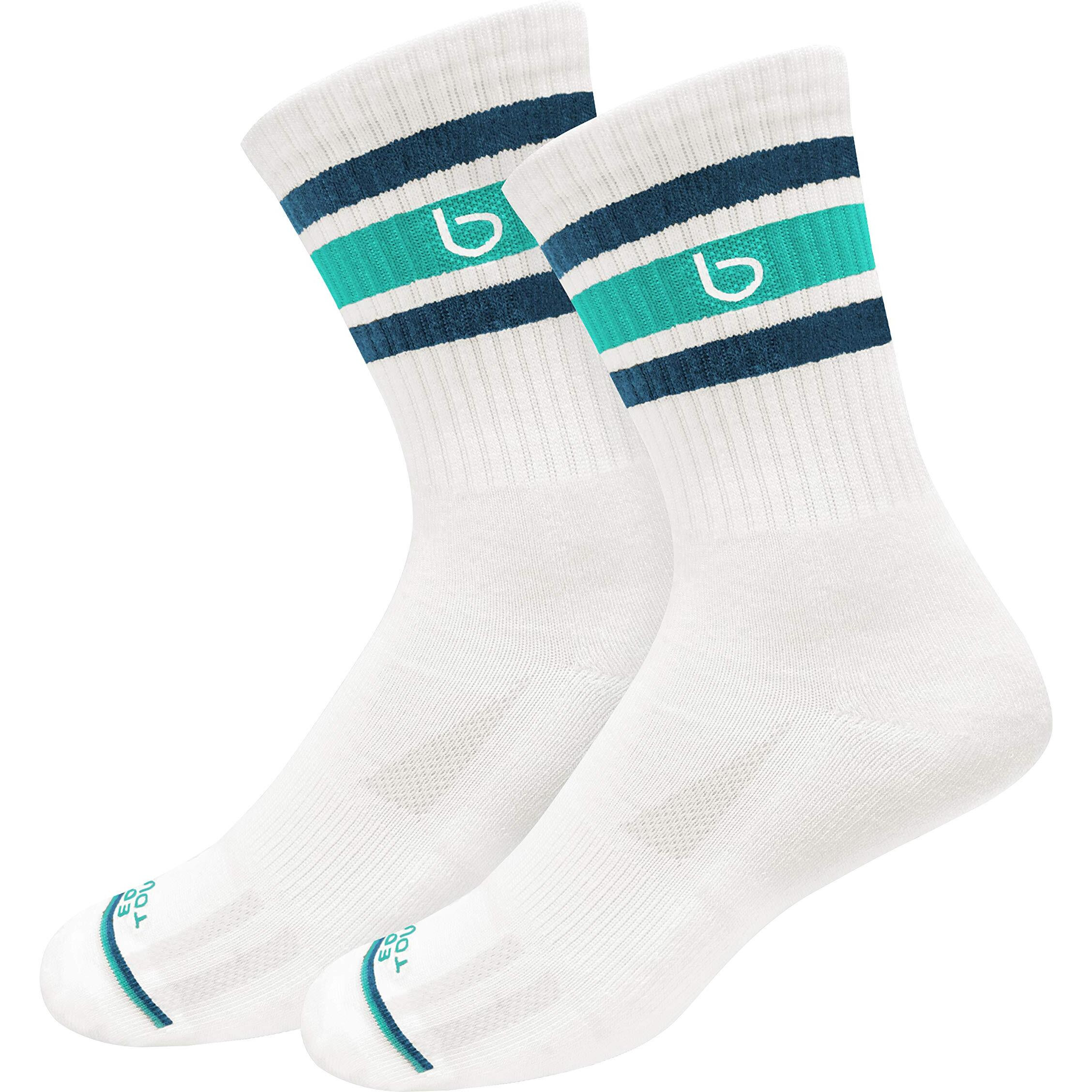 Bambos Men's Bamboo Sports Crew Socks For Running & Gym, Pack Of 3, (Size Uk 7-11, White)