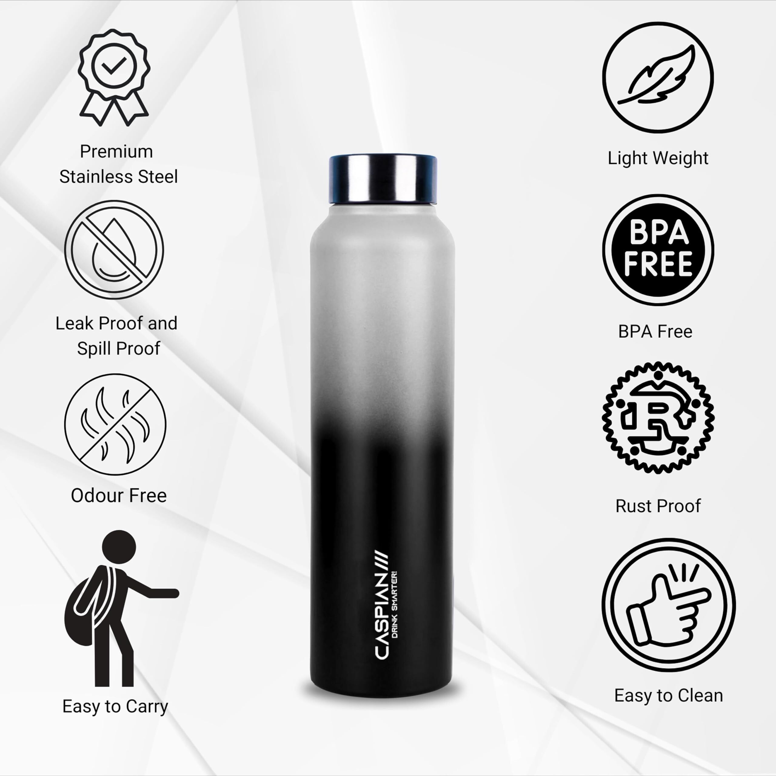 Caspian /// Astra Stainless Steel Water Bottle (Crimson, Nebula, Lilac & Lagoon, 1 Litre, Set Of 8)|Leak Proof Thunder For Fridge Home Office Travel School Kids Boys Girls Adults Sports Gym Yoga