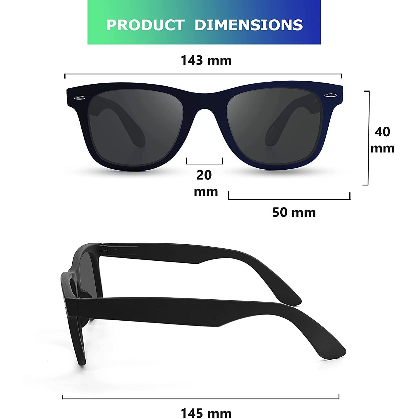 Efermone Wayfarer Polarized Sunglasses 100% 400Nm Uv Protection For Men And Women Outdoor Travelling Sports Bikes Cars Driving With Tac Impact Resistant Lens (Pola-Club Edition) (Midnight Black)