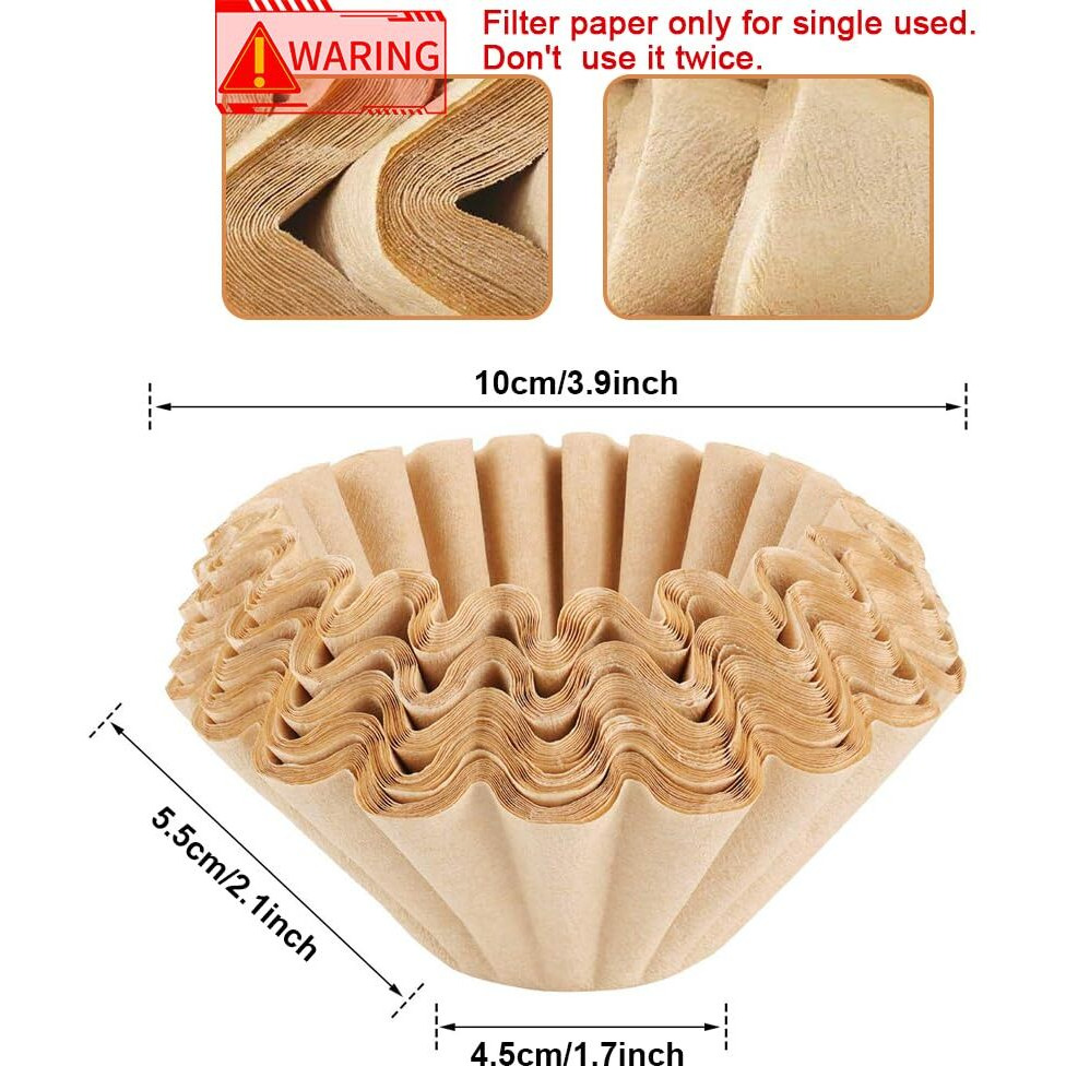 Supvox 100 Counts Basket Coffee Filters Basket-Shaped Coffee Filter Paper For Drip Coffee Maker Natural Unbleached Disposable Coffee Filters Paper