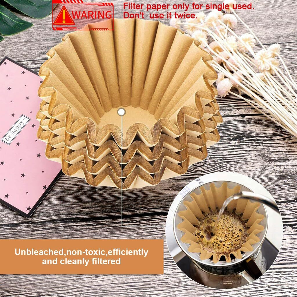 Supvox 100 Counts Basket Coffee Filters Basket-Shaped Coffee Filter Paper For Drip Coffee Maker Natural Unbleached Disposable Coffee Filters Paper