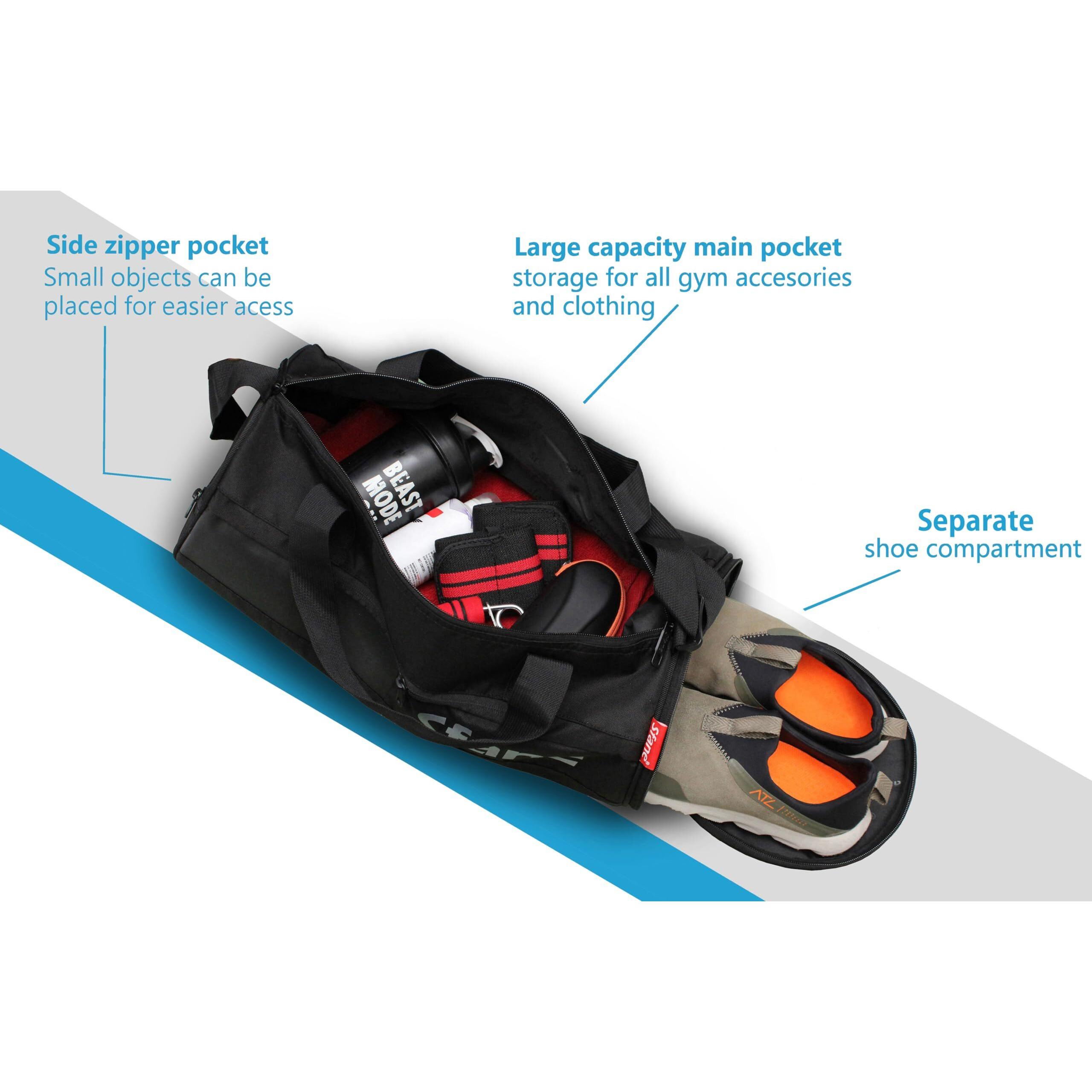 Sfane Gym Bags For Men With Separate Shoe Compartment Sports Gym Bag For Women Duffle Bags For Gym, Duffel Bags Sports Bag - Black