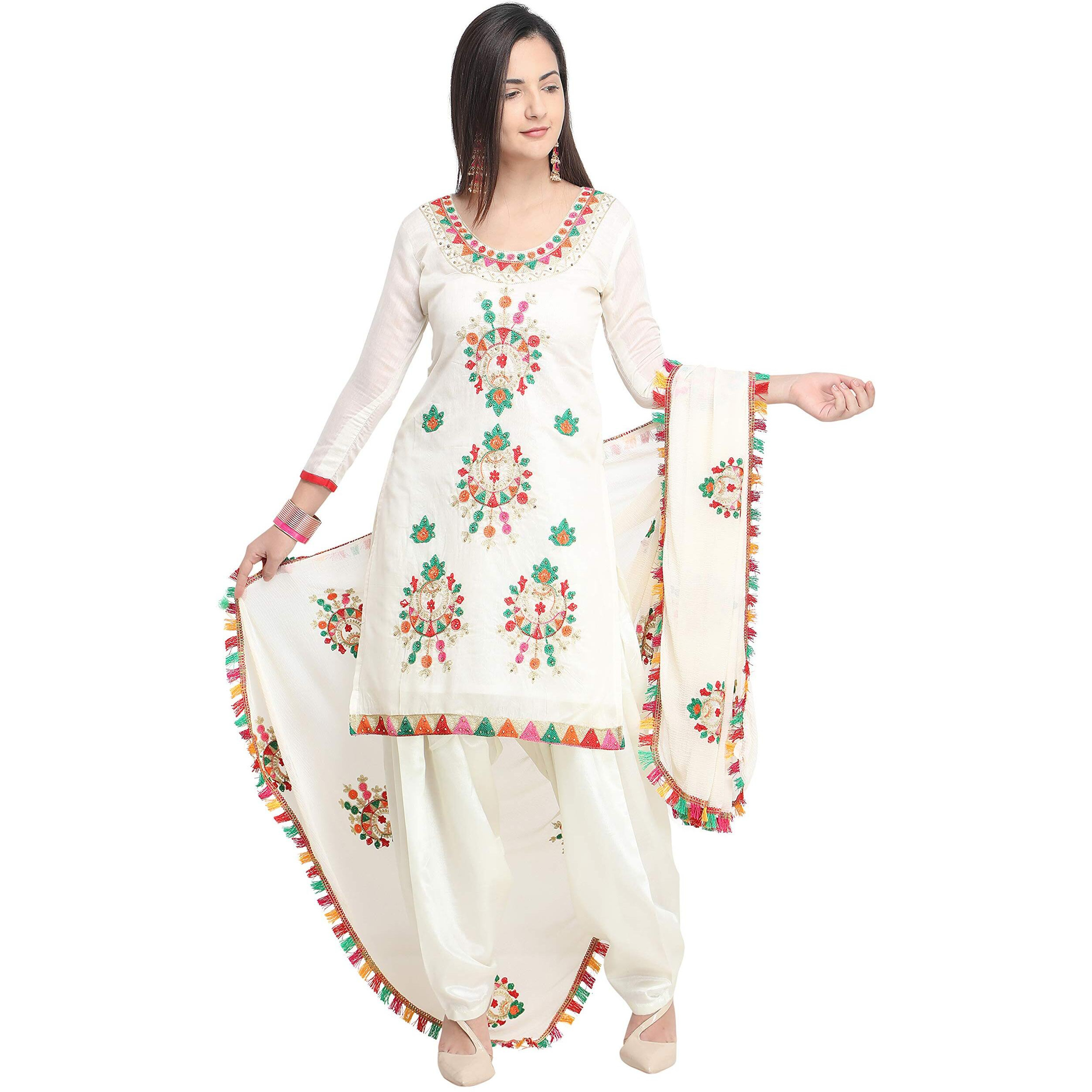 Ethnicjunction Women's Chanderi Cotton Embroidered Unstiched Dress Material (Ej1199-4004)