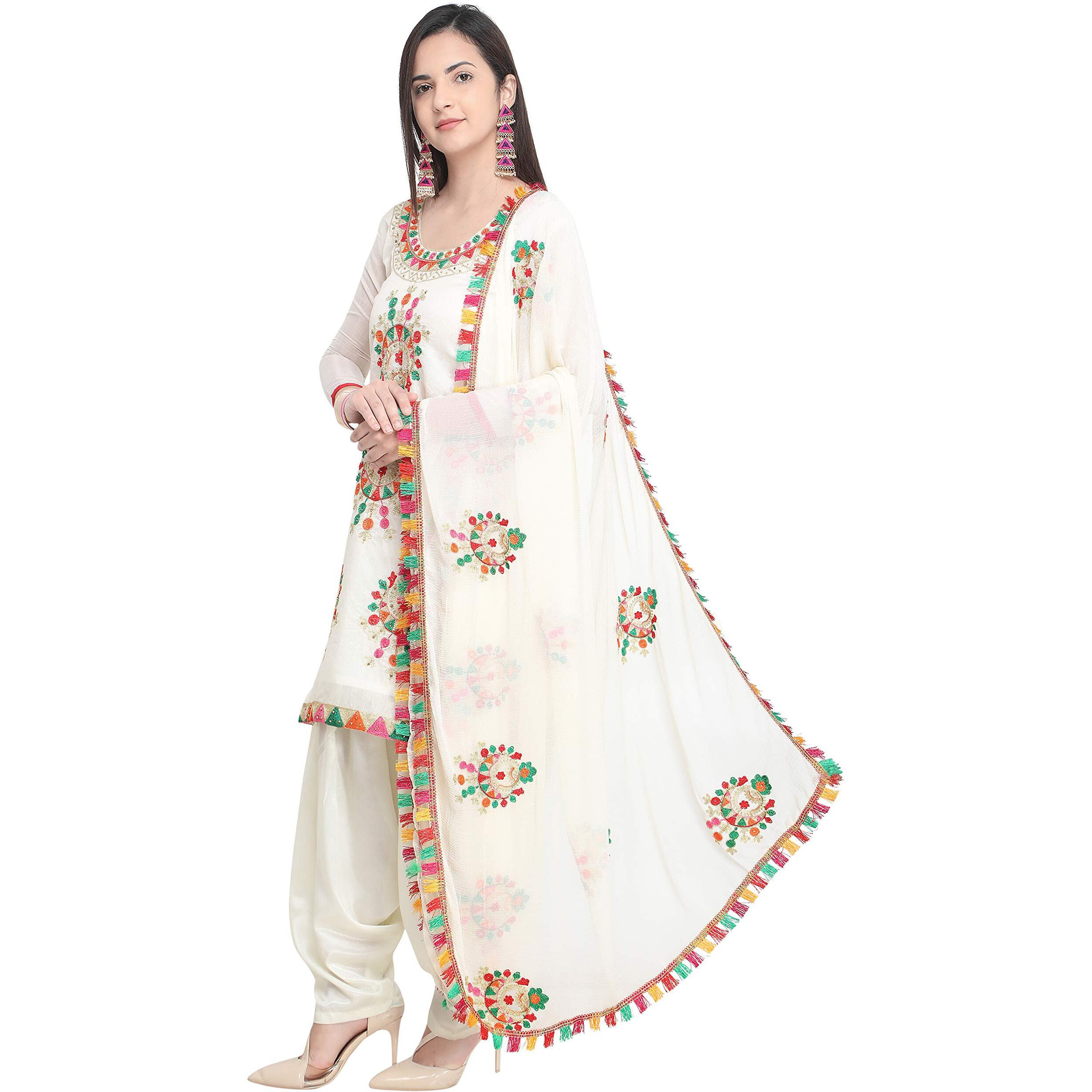 Ethnicjunction Women's Chanderi Cotton Embroidered Unstiched Dress Material (Ej1199-4004)