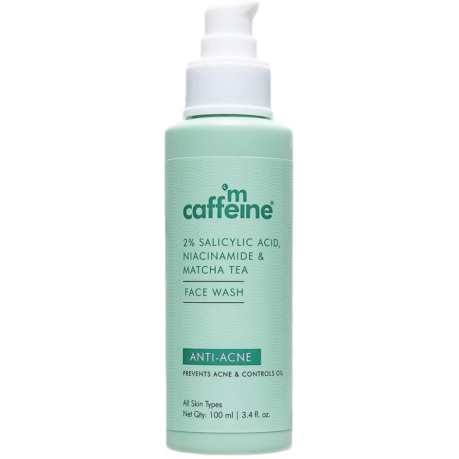 Mcaffeine 2% Salicylic Acid Niacinamide & Matcha Tea Face Wash|Anti Acne Cleanser For Pimples|Suitable For Acne Prone & Oily Skin|Fights 99% Bacteria|Sulphate Free Face Wash For Women And Men-100 Ml