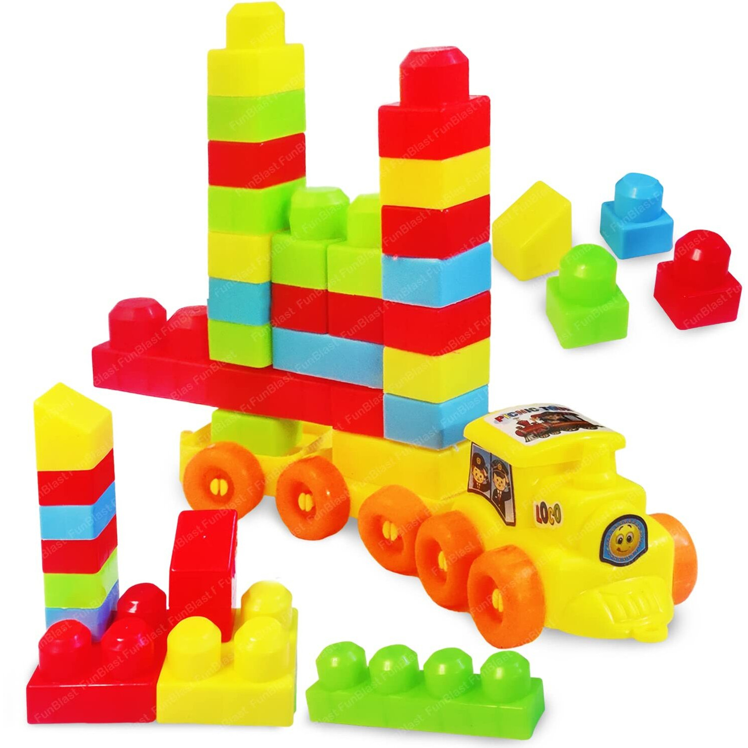 Funblast Train Engine Building Blocks For Kids - Diy Plastic Building Blocks For Kids Puzzle Games For Kids, Toys For Children Educational & Learning Toy For Kids, Girls & Boys (48 Pcs-Multicolor)