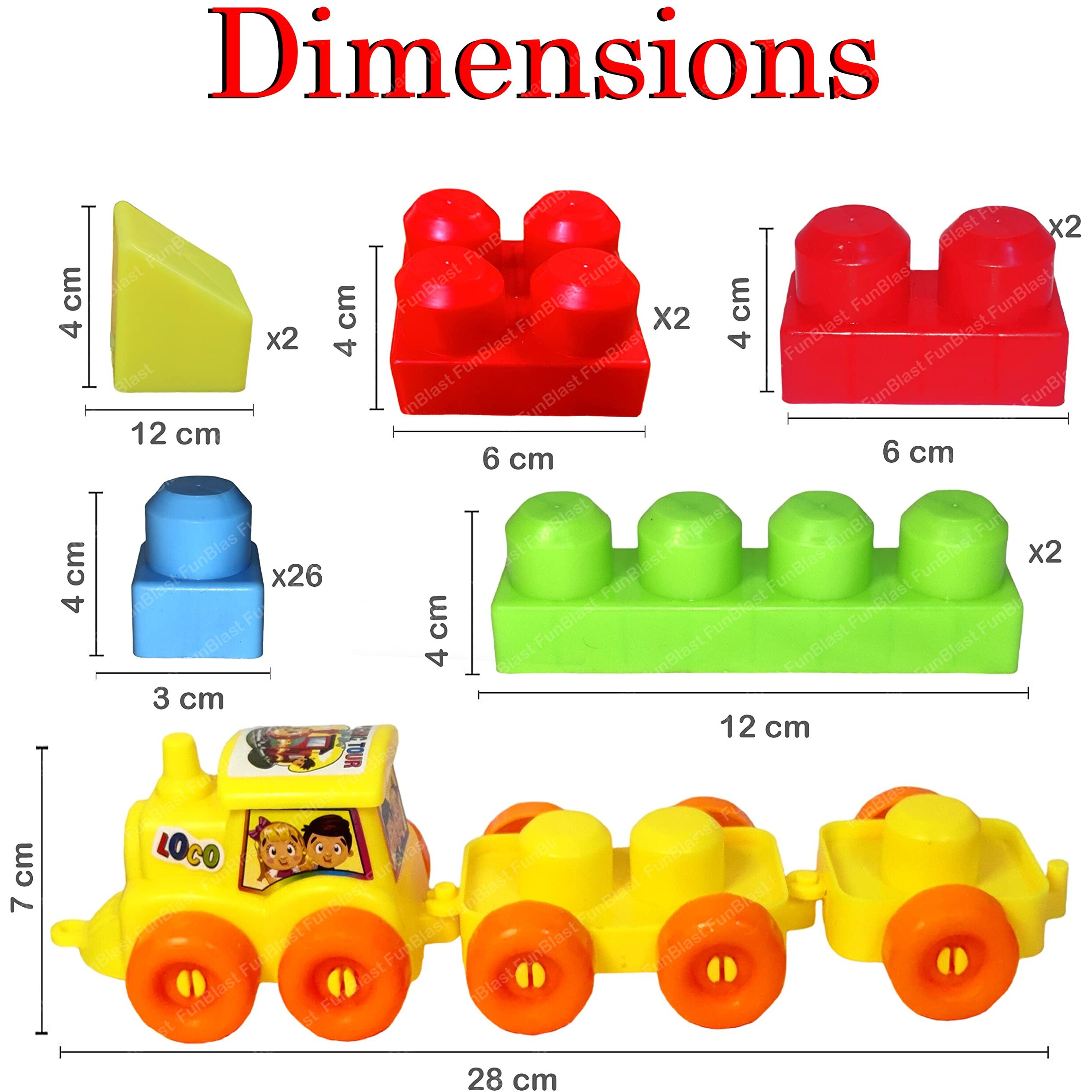 Funblast Train Engine Building Blocks For Kids - Diy Plastic Building Blocks For Kids Puzzle Games For Kids, Toys For Children Educational & Learning Toy For Kids, Girls & Boys (48 Pcs-Multicolor)