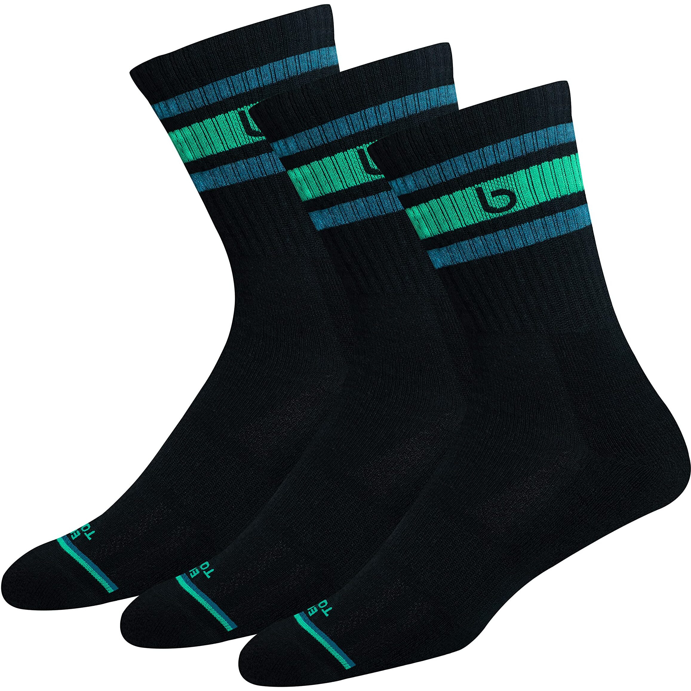 Bambos Men's Bamboo Sports Crew Socks For Running & Gym, Pack Of 3, (Size Uk 7-11, Black)