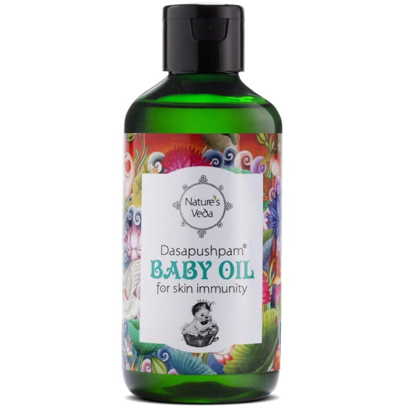 Nature's Veda Ayurvedic Natural Dasapushpam Baby Massage Coconut Oil, 200 Ml | Nourishing Growth For Newborns | Virgin Coconut Oil Prevents Dry Skin | Skin Immunity Oil | Non-Sticky Formula
