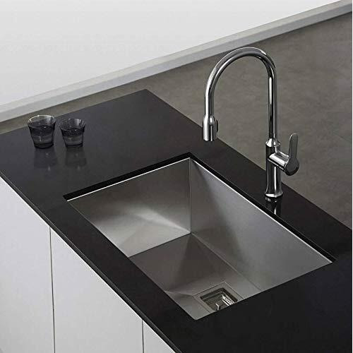 Arquin 21X 18X 10 Inches Handmade Matt Finish Single Bowl 304 Grade Stainless Steel Kitchen Sink/Basin For Kitchen With Square Drainer And Ss Fruit Basket