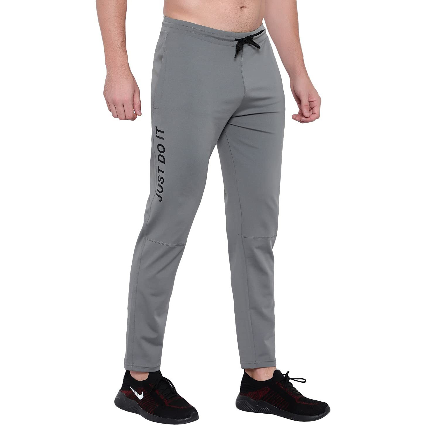 Blue Star Shark Men's Slim Fit Track Pants  Joggers For Running, Gym, Sports, And Casual Wear | Multipurpose Activewear Lower For Men & Boys | Stylish Summer Trousers & Night Pants, Grey, L