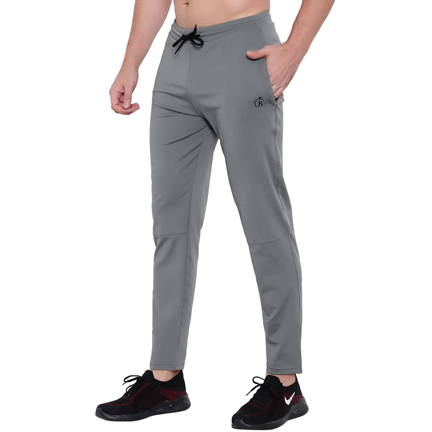 Blue Star Shark Men's Slim Fit Track Pants  Joggers For Running, Gym, Sports, And Casual Wear | Multipurpose Activewear Lower For Men & Boys | Stylish Summer Trousers & Night Pants, Grey, L