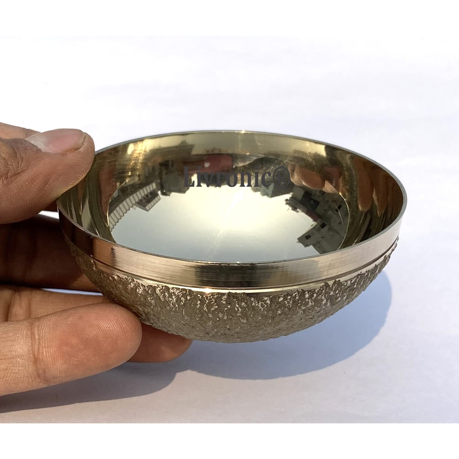 Livronic Bronze Kansa Natural Vatki Cup With Wooden Handle Ayurvedic Detox Foot Massager Relaxation & Deep Cleaning Ancient Indian Technique Ayurvedic Kansa Vatki Foot Massage (Brown) Item Code102