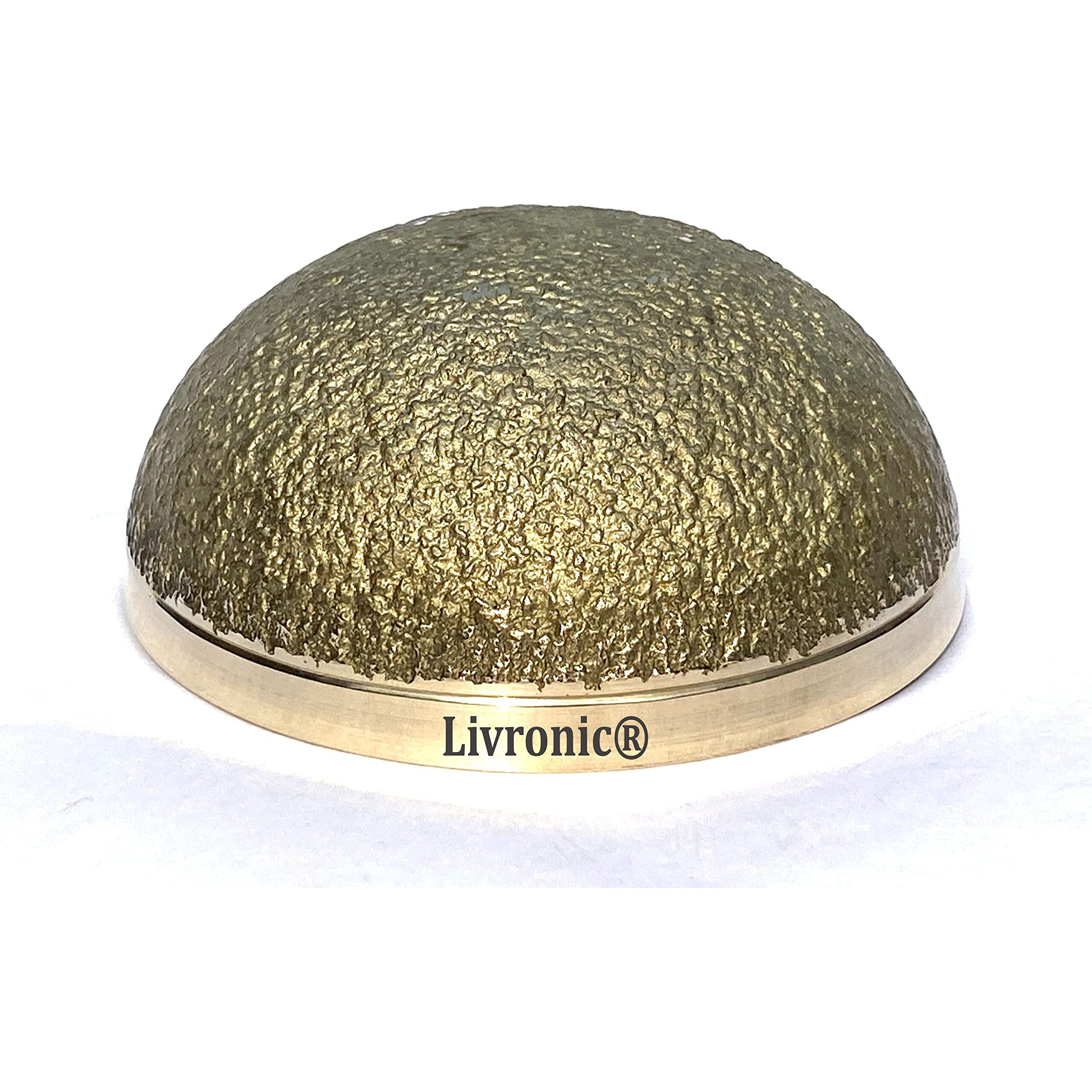 Livronic Bronze Kansa Natural Vatki Cup With Wooden Handle Ayurvedic Detox Foot Massager Relaxation & Deep Cleaning Ancient Indian Technique Ayurvedic Kansa Vatki Foot Massage (Brown) Item Code102