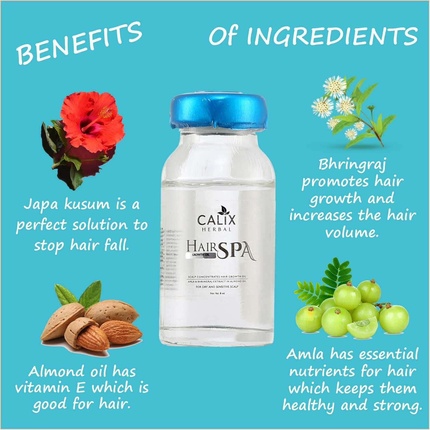 Calix Herbal Organic Hair Growth Oil Ayurvedic Hair-Spa For Complete Hair Treatment With Bhringraj Extracts, Almond & Amla Oil - 8Ml X 6, 220 Grams