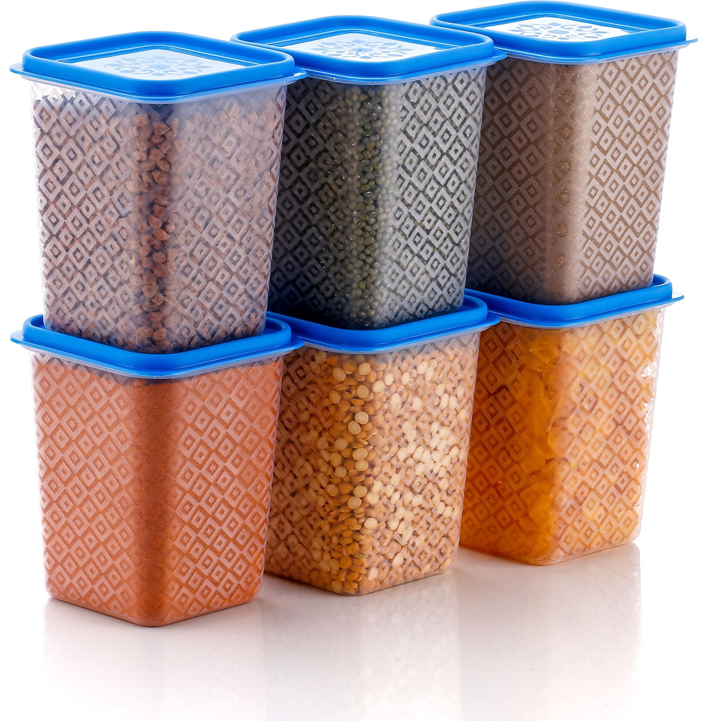 Hindstar Multipurpose Plastic Storage Jars And Kitchen Mate Classic Containers | Bpa-Free, Airtight Kitchen Container Set For Spices, Grains And More Items - Transparent (1000Ml, Set Of 6)