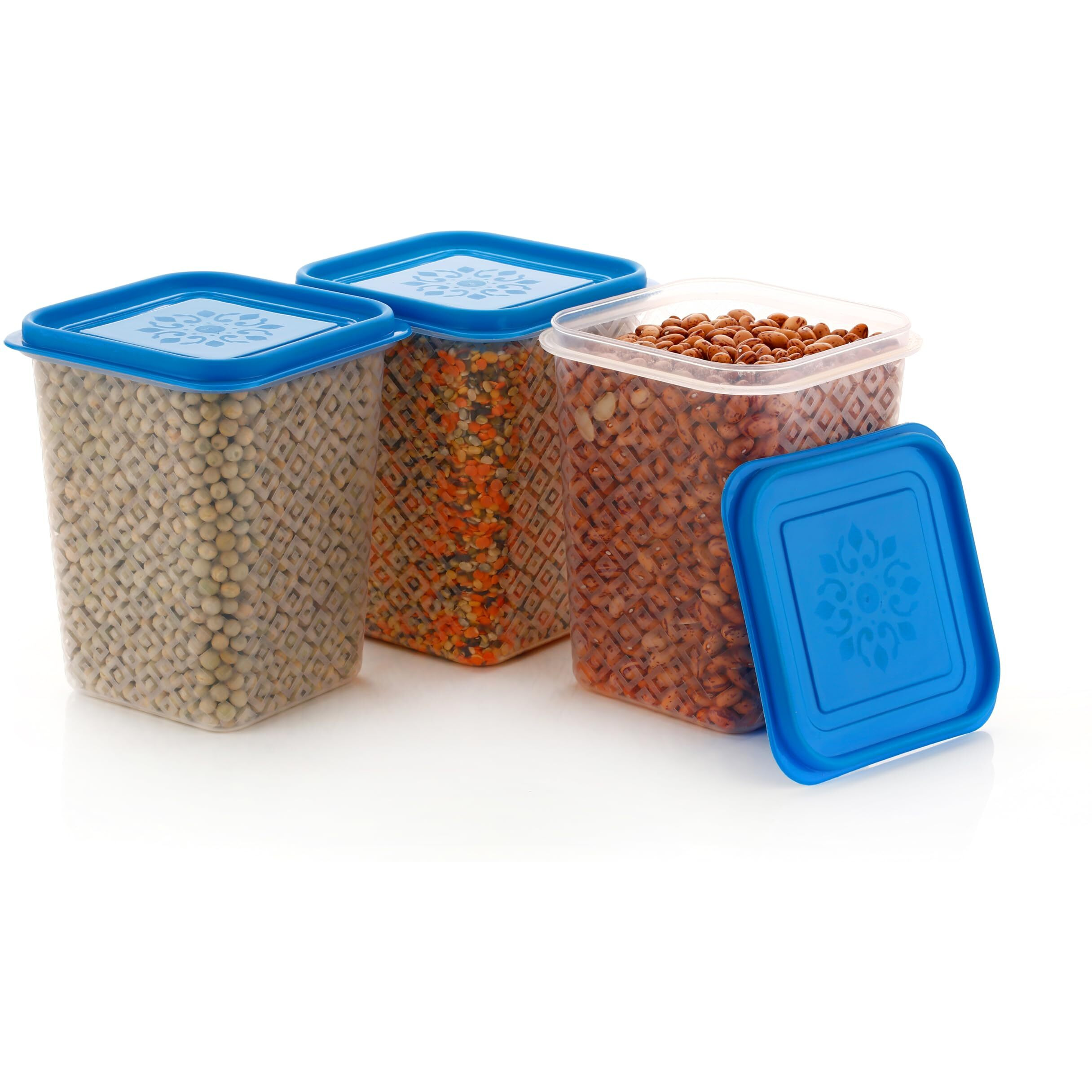 Hindstar Multipurpose Plastic Storage Jars And Kitchen Mate Classic Containers | Bpa-Free, Airtight Kitchen Container Set For Spices, Grains And More Items - Transparent (1000Ml, Set Of 6)