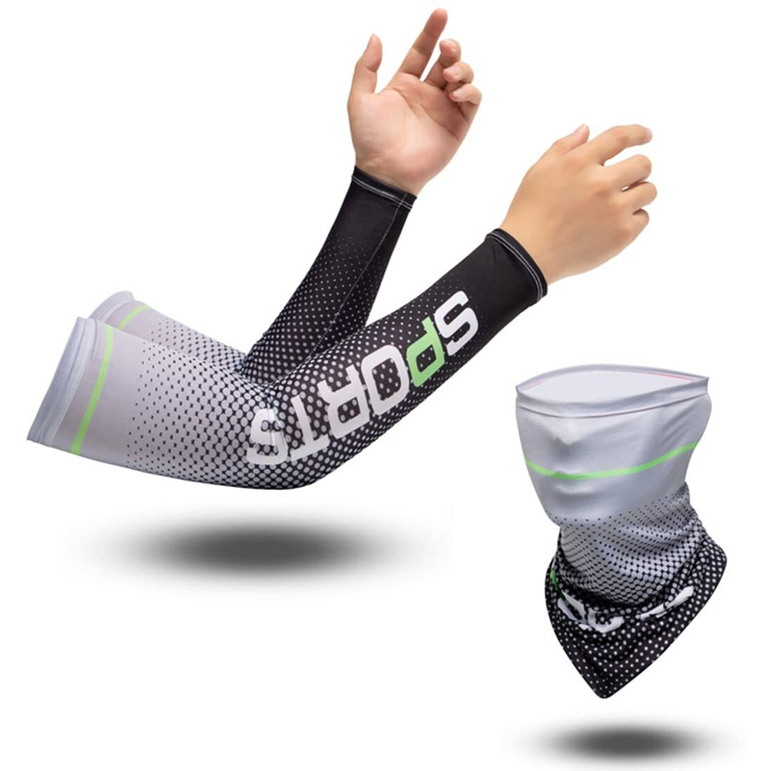 Zibuyu Sunlight Protection Arm Sleeves For Men And Women Upf 50 Uv Protection Arm Sleeves For Men Bandana Combo Arm Sleeves For Cycling, Basketball, Football, Golf, Cricket, Outdoor Sports - Grey