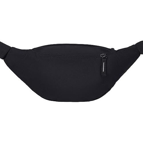 Wildhorn 2.4L Waist Bag For Men Women I Ultra Strong Stitching, Sturdy Zippers, Waterproof, Large Fanny Pack For Hiking Travel Camping Running Sports With Adjustable Strap (Black)