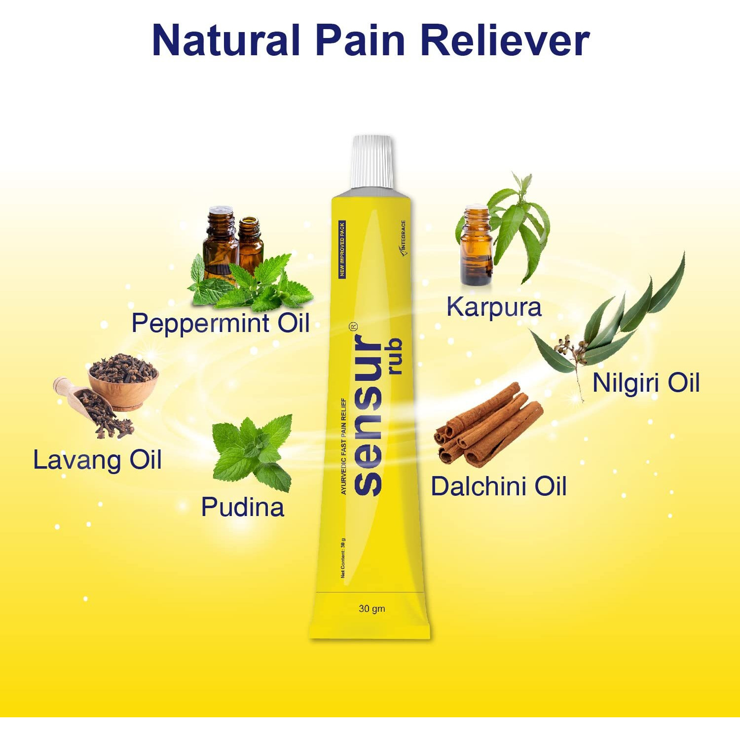 Sensur Natural And Ayurvedic Pain Relief Rub (30G, Pack Of 3) | Fast Relief | All Pains, One Solution
