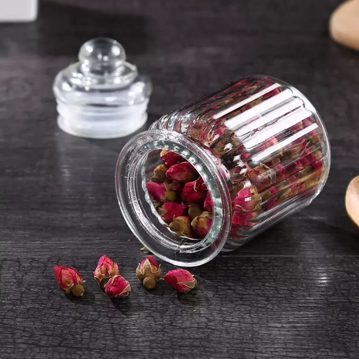 Muac Glass Container Jar With Lid For Kitchen Small Jars For Kitchen Storage Pop Jar Glass Jar Food Storage Containers For Storing Spices,Jam,Honey,Aachar,Sugar,Coffee Beans (350Mll,2Pc),Transparent