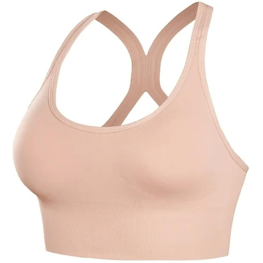 Glamoras Women's Nylon Spandex Padded Non Wired Racer Back Sports Bra For Gym, Cardio, Zumba And Yoga | Everyday Active Wear For Girls | Size M To 2Xl Peach