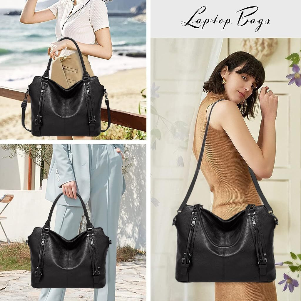 Huggi Pu Leather Hand Bag For Women Shoulder Bags For Women With Strap And Zipper Ladies Purse For Birthday Anniversary Thanksgiving Purse And Handbag Combo (Rich Black)