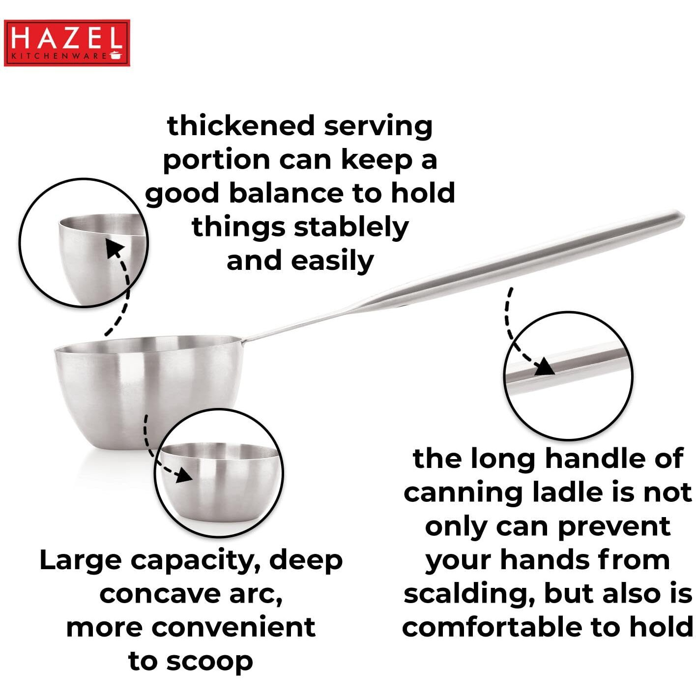 Hazel Stainless Steel Ladle With Handle | Doya/Loti Tea Pourer Loti Tea Pourer Canteen Server (Soup Ladle (Large), Set Of 1), 10 Centimeters