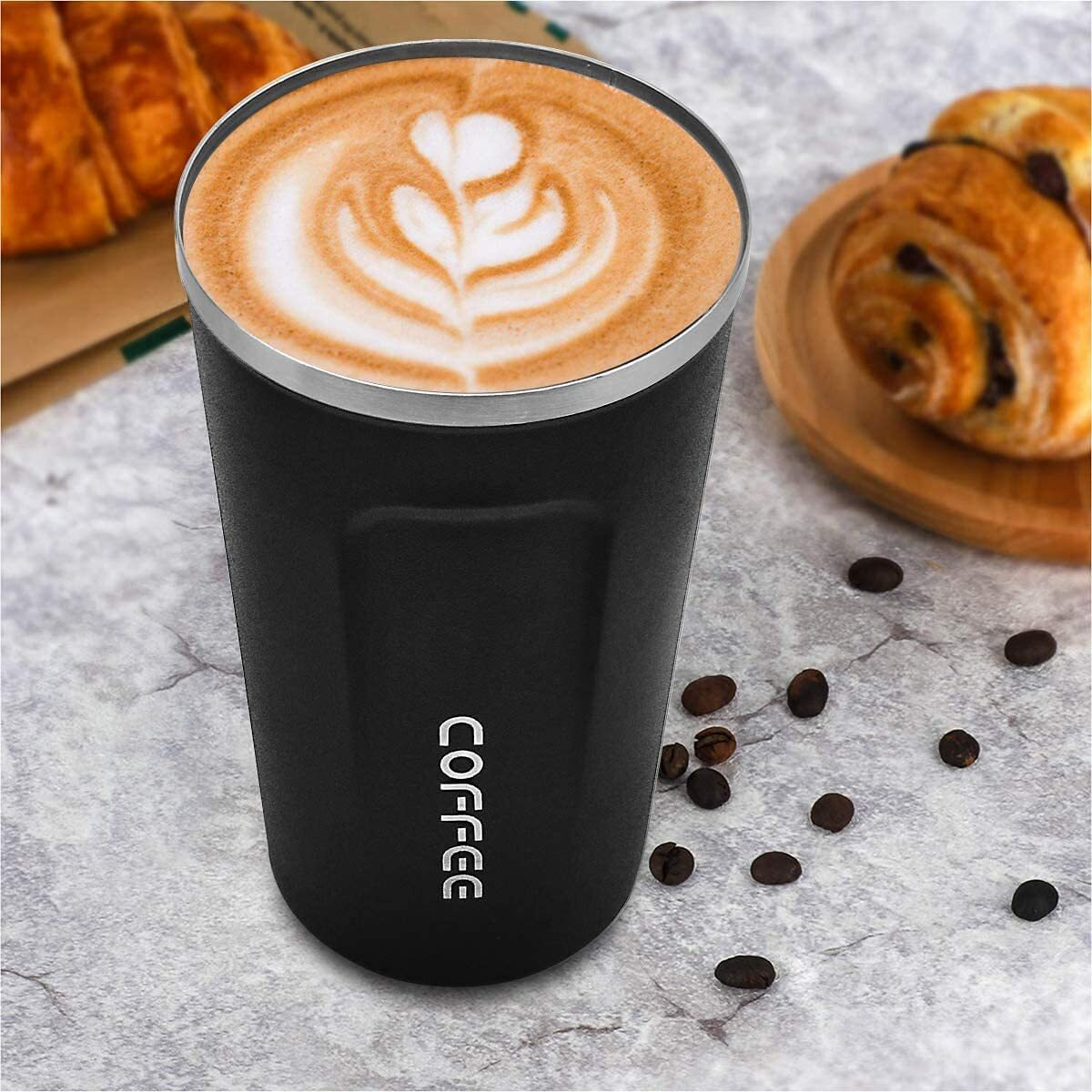 Dravizon Stainless Steel Vacuum Insulated Coffee Mug 510Ml Insulated Coffee Cups Double Walled Travel Mug, Car Coffee Mug With Leak Proof Lid Reusable Thermal Cup For Hot Cold Drinks Coffee, Tea