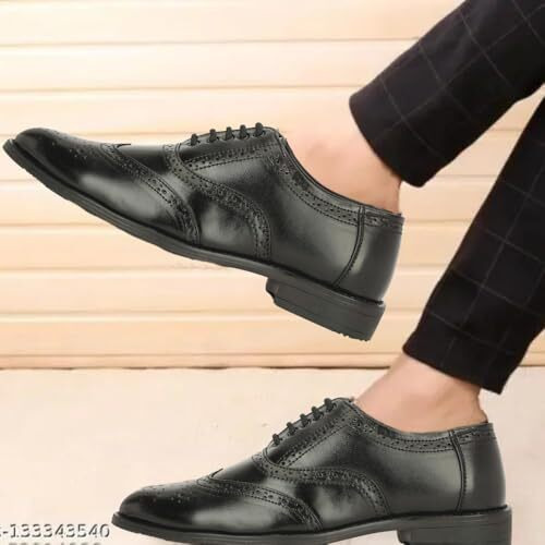 Leatherful Genuine Leather Brogue Shoes For Men | Tpr Sole & Nappa Leather Lining | Classic Dress Footwear (Black, Uk Footwear Size System, Adult, Men, Numeric, Medium, 8)
