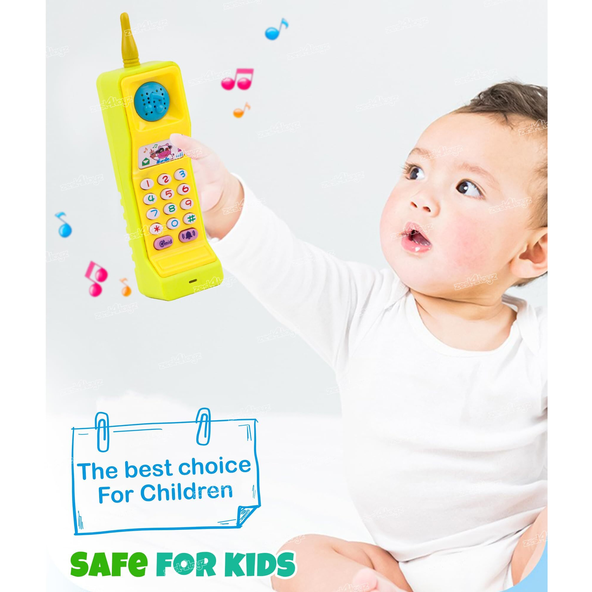 Zest 4 Toyz Musical Mobile Phone Toy For Kids Cellphone | Telephone | Light & Sound | Educational Toys For Kids Baby Babies - Multicolor (Battery Included)