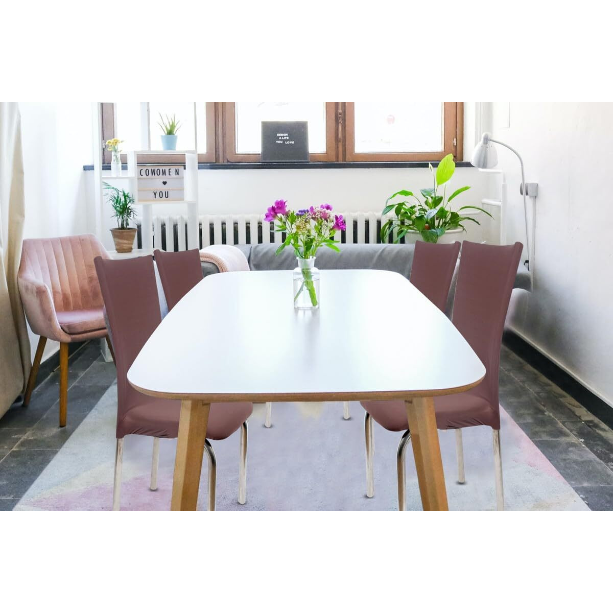 The Furnishing Tree Polyester Spandex Chair Cover Washable Stretchable Coffee Set Of 10