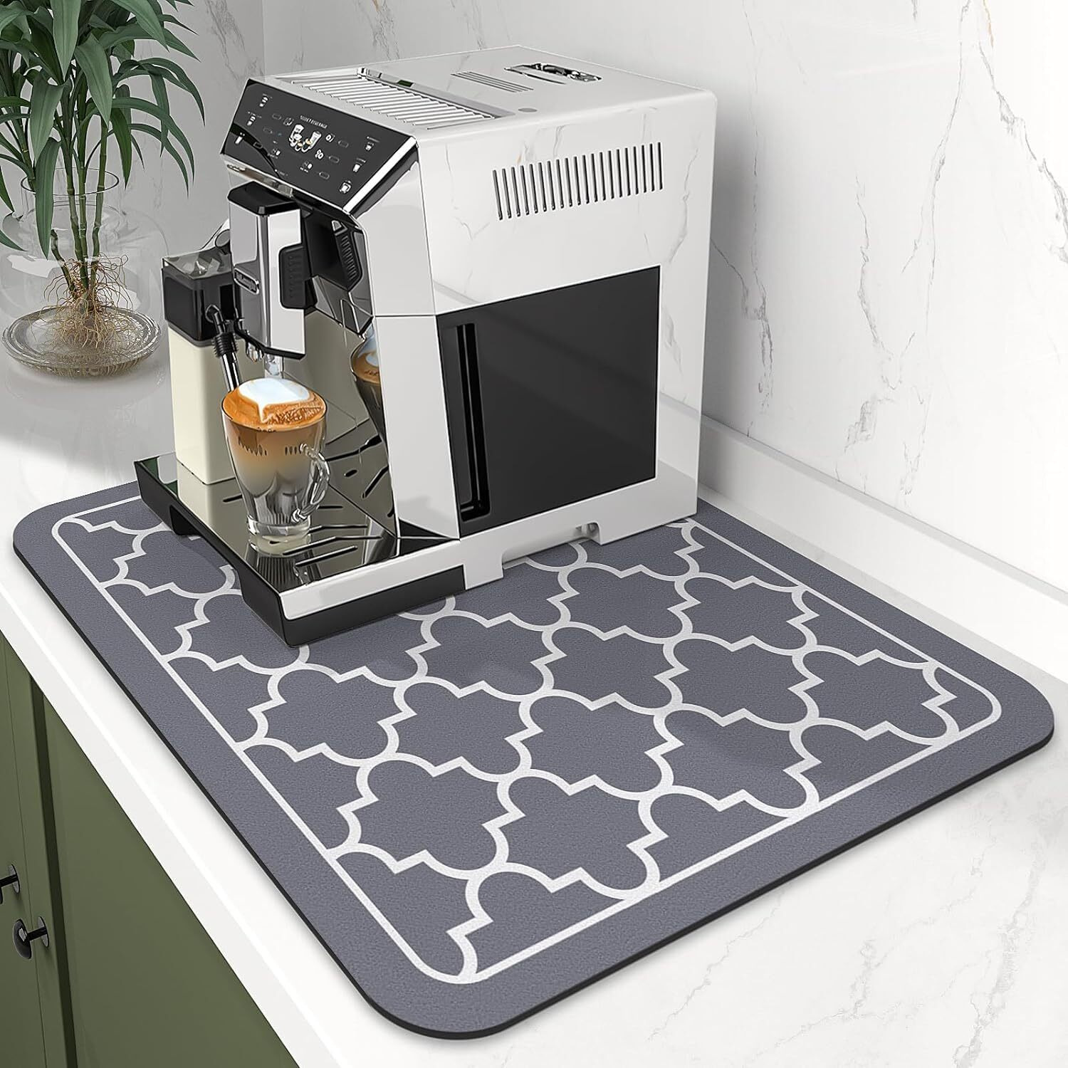 Homecloud Dish Drying Mat For Kitchen Counter Hide Stain Super Absorbent, Non-Slip, Heat-Resistant, Great For Dishes, Rack Pad, Kitchen Counter, Coffee Maker, Coffee Bar Items (40X50Cm, Grey)