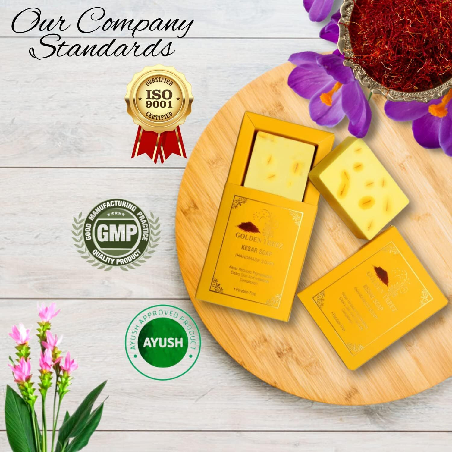 Golden Treez Saffron Handmade Bath Soap For Tan Removal, Acne (Pimples) Natural, Bathing Kesar Soap For Men And Women-115 Gm (Pack Of 2)