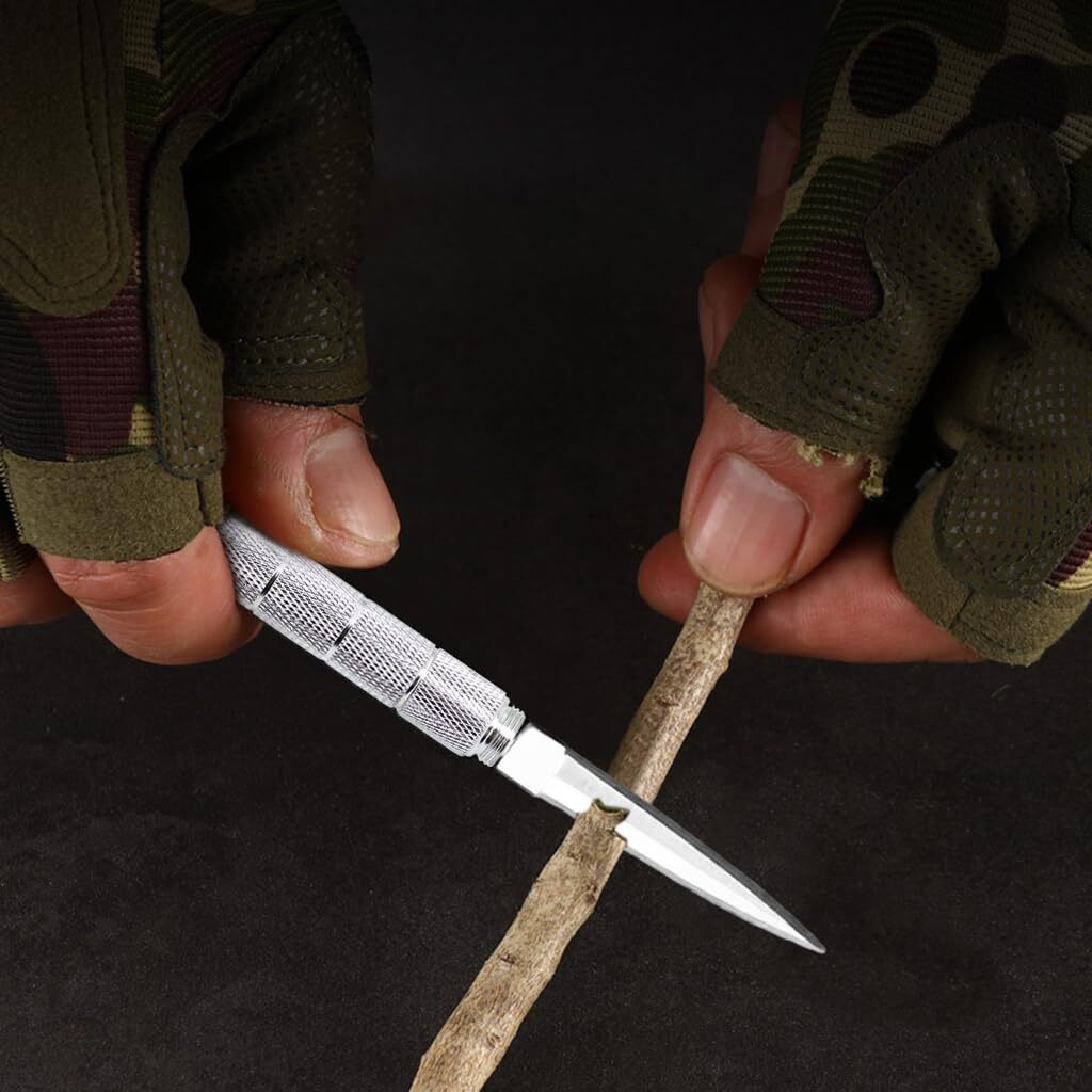 Sannidhi Portable Self Defence Tool With Keyring Heavy Duty Stainless Steel Utility Multipurpose Cutter Tool Box Cutter Pressed Tea Brick Stick Emergency Tool, Silver