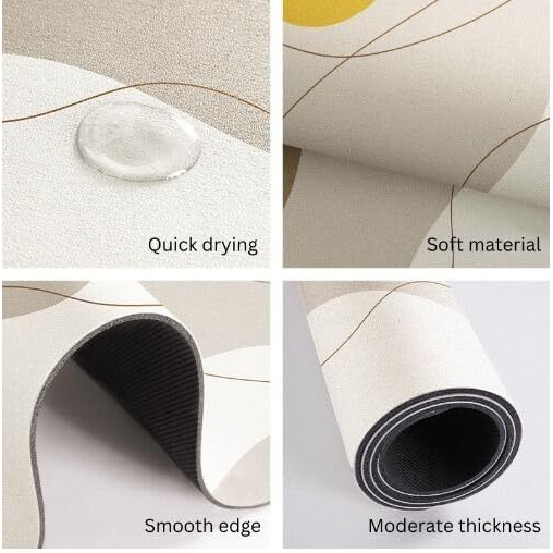 Homecloud Dish Drying Mat For Kitchen Counter Hide Stain Super Absorbent, Non-Slip, Heat-Resistant, Great For Dishes,Rack Pad, Kitchen Counter, Coffee Maker, Coffee Item (Artistic_Yellow, 40X50Cm)