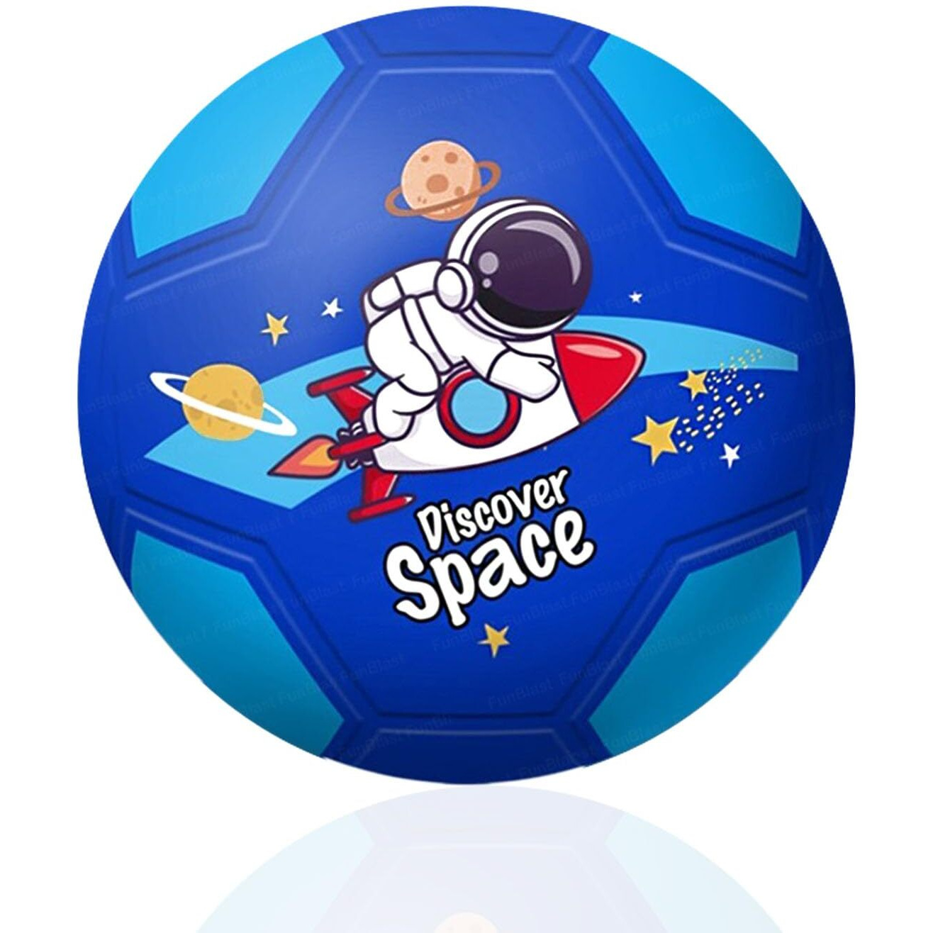 Funblast Football For Kids - 9 Inches Colorful Space Football Sports Toy - Extra Grip Silicon Rubber Beach Ball Sports Outdoor Game, Inflatable Ball For Kids Boys 3+ Years (Pack Of 1) (Blue)