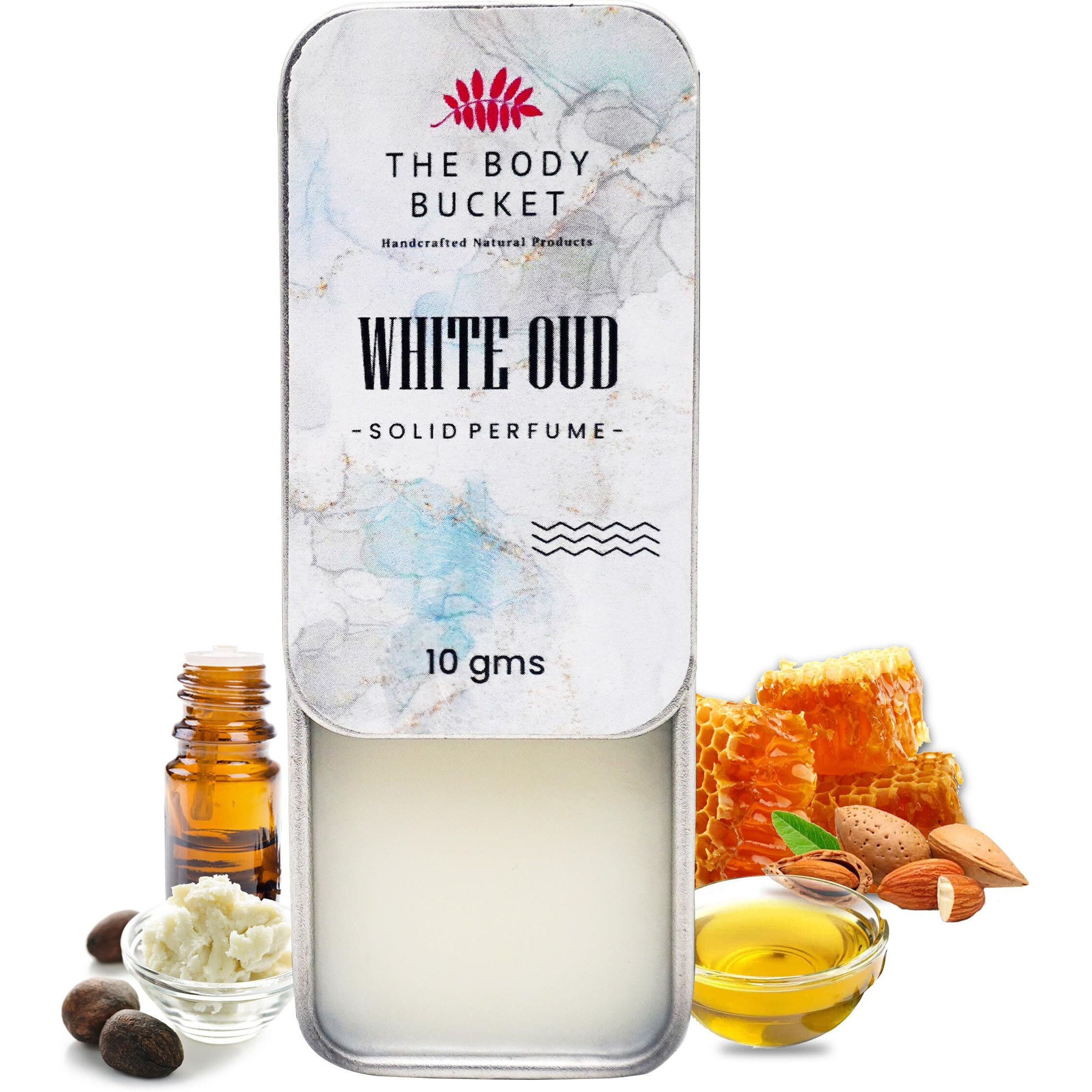 The Body Bucket White Oud Alcohol Free Solid Perfume - 10 Gm | Pocket Friendly And Easy To Apply | Natural Handmade Toxic Chemical Free | Long-Lasting & Strong Cologne Fragrance | Gift For Men & Women