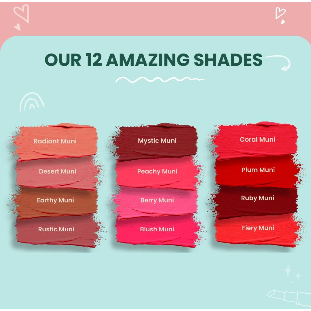Biomuni Ayurvedic & Natural Creamy Matte Lip Hydrating & Moisturizing Minis Lipsticks Set For Women | Jojoba, Castor And Rosemary Oil With Vitamin E | Proudly The Biggest Mini Lipstick Combo Pack